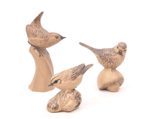 Sold X Poole Pottery Stoneware Birds Blue Tit Goldcrest Wren By