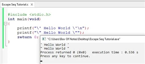 Escape Sequence In C With Examples Box Of Notes