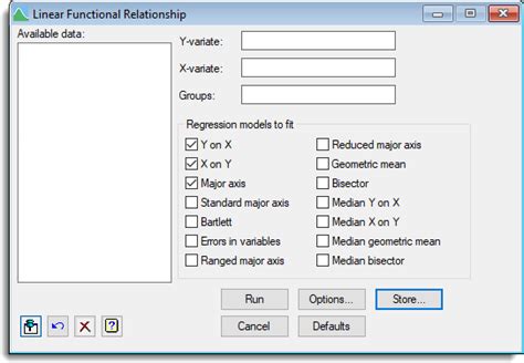 Linear Functional Relationship Genstat V22