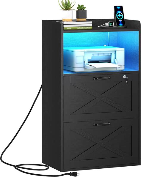 Amazon YITAHOME 2 Drawer File Cabinet With Charging Station