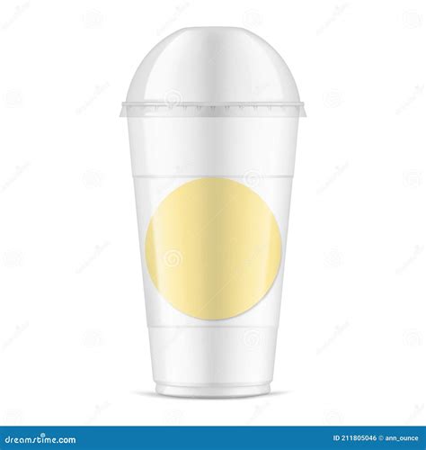 Clear Glossy Plastic Cup With Dome Lid And Blank Round Label Sticker