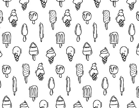 Premium Vector Hand Drawn Vector Seamless Pattern Of Ice Cream On A