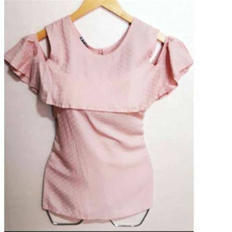 Blusa Ciganinha Manga Curta Tecido Texturizado Cor Rosa Shopee Brasil