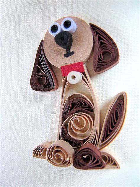 Im Sorry Quilled Handmade Card Dog Doggy Animal Note Card Brown With