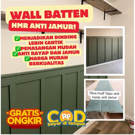 Hijau Hmr Mdf Green Size Cm X Cm Premium Wall Batten Thickness