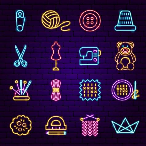 Premium Vector Handmade Neon Icons Set