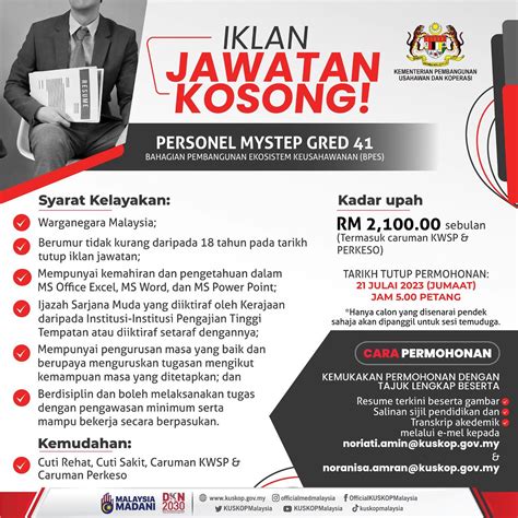 Iklan Jawatan Kementerian Pembangunan Usahawan Dan Koperasi KUSKOP