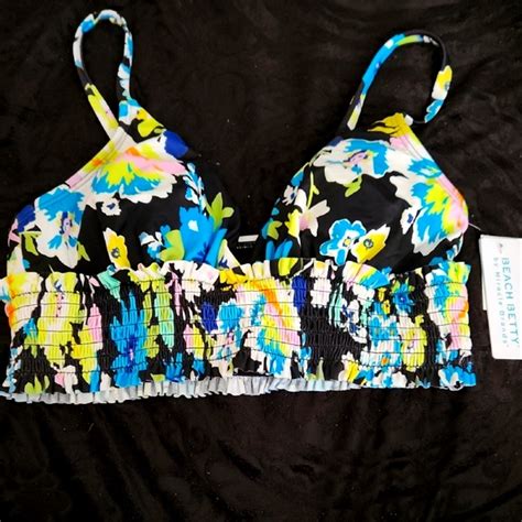 Beach Betty By Miracle Brands Swim Blue And Black Bikini With