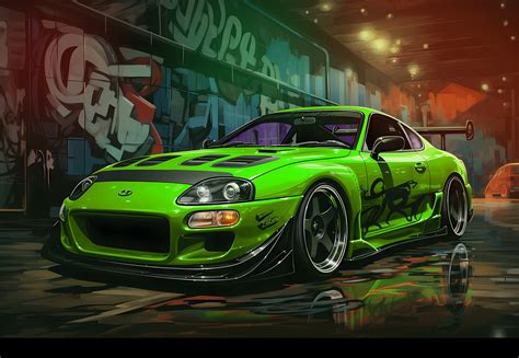 Buy Toyota Supra Mkiv 2jz Gte Jdm Anime Style Wall Art Poster Home