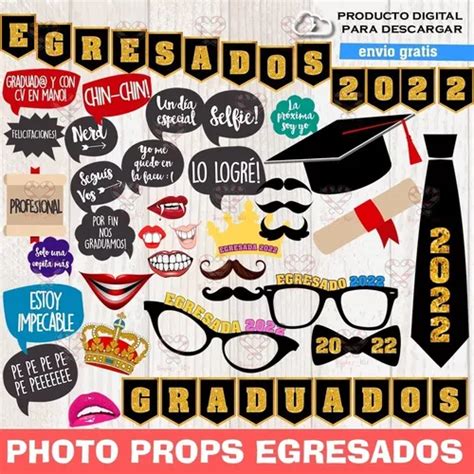 Kit Imprimible Photo Props Selfie Egresados Graduados Meses sin interés