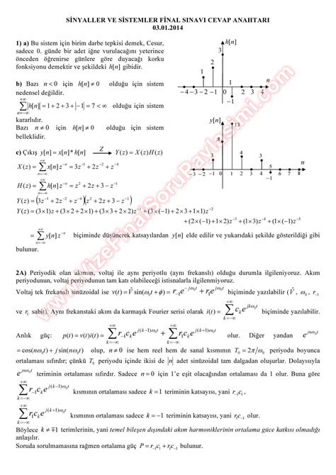 Sinyaller Ve Sistemler Final Sorular Ve Z Mleri Sayfa