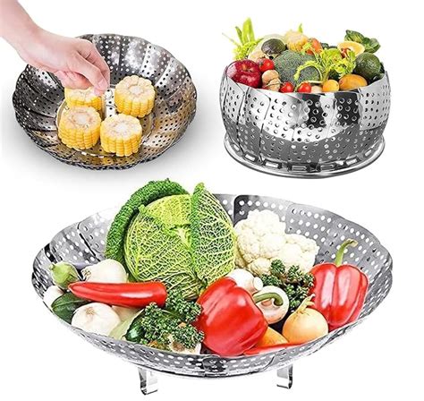 Panca Stainless Steel Vegetable Fruit Steamer Punching Food Drain Bowl