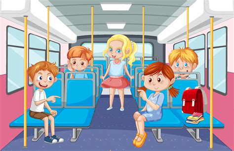 Inside bus with people cartoon 8138119 Vector Art at Vecteezy