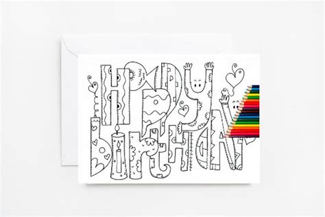 Happy Birthday Coloring Cards, Coloring Card Adult Coloring Card ...