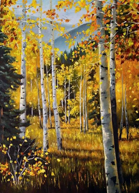 Pin By Christy Tuck On Fall In 2023 Birches Painting Aspen Trees Painting Fall Tree Painting