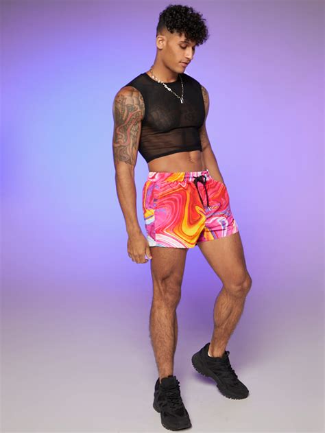 Manfinity Fever City Hombres Shorts Reflectante Con Estampado De M Rmol