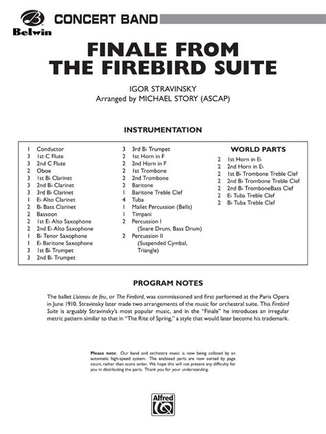 Firebird Suite-Finale by Stravinsky/arr. Story| J.W. Pepper Sheet Music