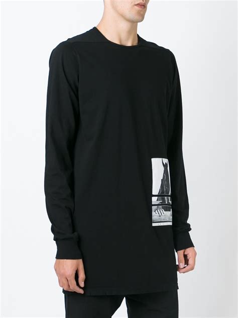 Rick Owens Drkshdw Cotton Patch Long Sleeve T Shirt In Black For Men Lyst