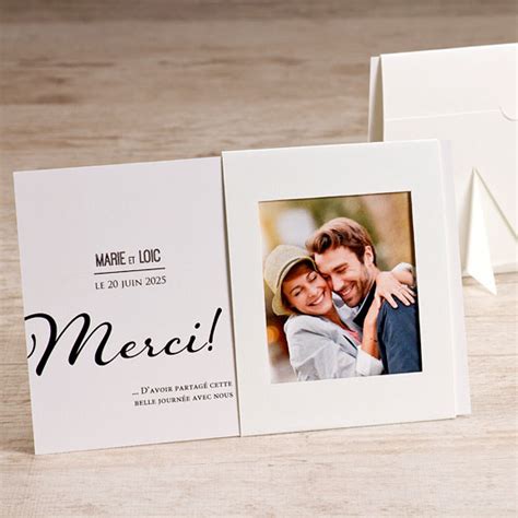 Carte De Remerciements Cadre Photo Blanc Mariage Tadaaz