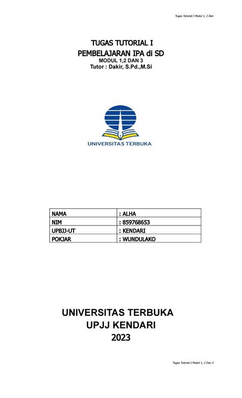 Tugas Tutorial I Pemb Ipa Sd Tugas Tutorial I Pembelajaran Ipa Di Sd