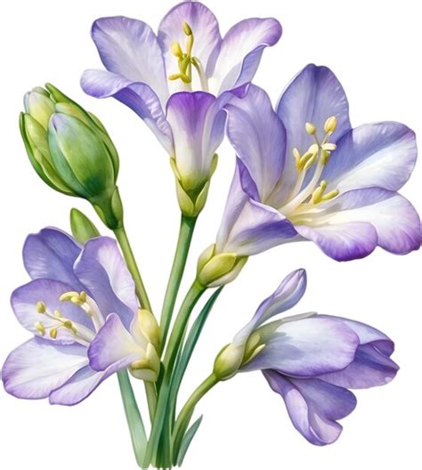 Watercolor Painting Of A Freesia Flower Premium Ai Generated Psd