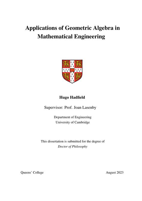 (PDF) Applications of Geometric Algebra in Mathematical Engineering