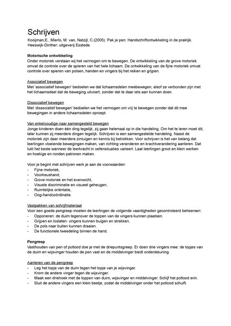 Schrijven Samenvatting Vakdidactiek Schrijven Kooijman E Mierlo