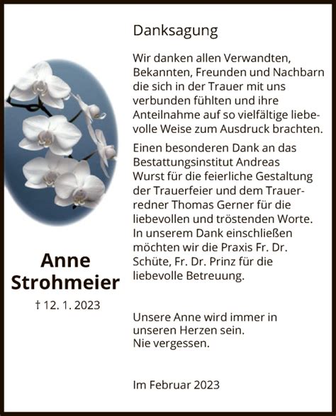 Traueranzeigen Von Anne Strohmeier Trauer Hna De