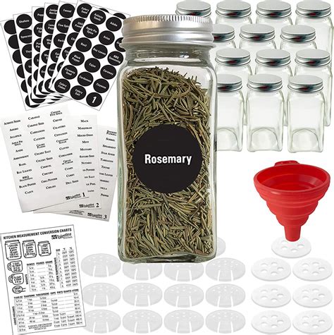 36 Pcs Glass Spice Jars With 810 Spice Labels 4oz Empty Square Spice Bottles Shaker Lids And