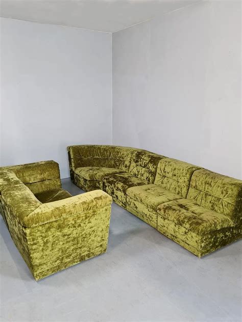 Vintage Modular Sofa In Green Velvet S For Sale At Pamono