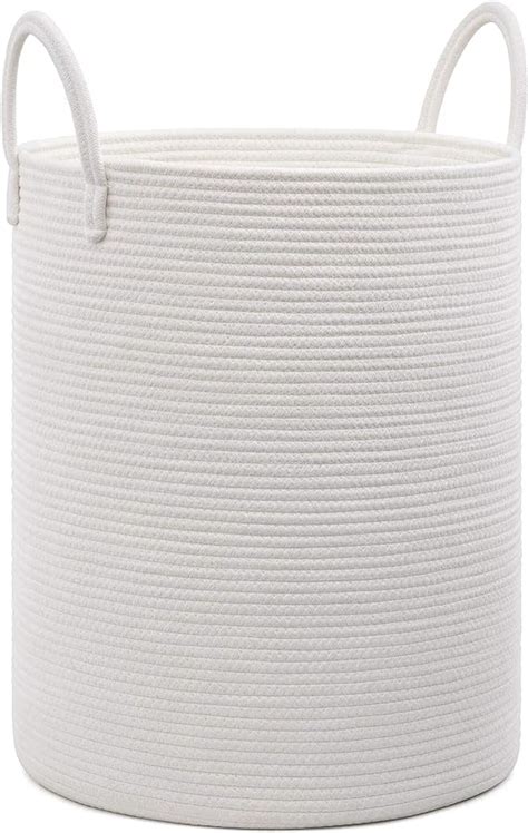 Amazon Goodpick White Woven Laundry Basket L Tall Baby Hamper