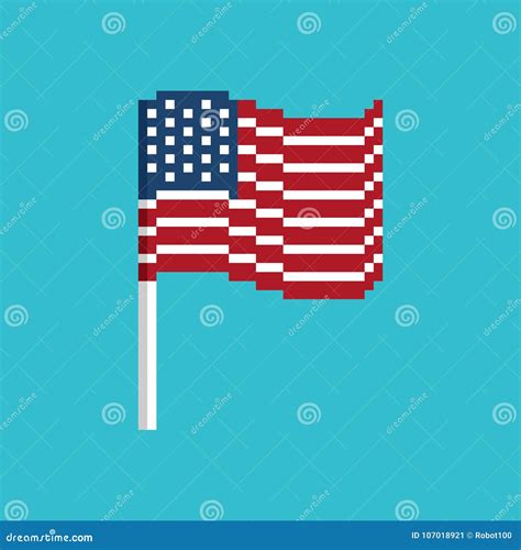 Usa Pixel Flag Pixelated Banner America Political Bit Icon Stock