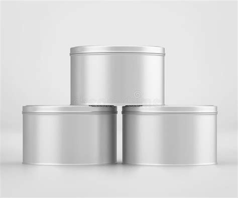 Metallic Cosmetic Jar Mockup Blank Aluminium Round Tin Box On Isolated