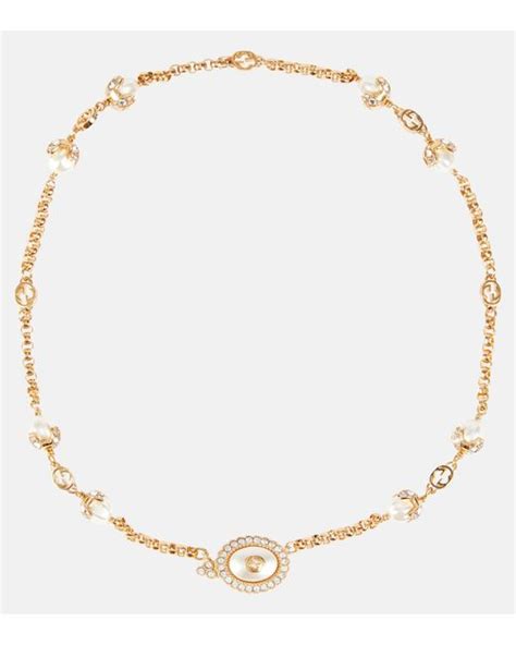 Gucci Interlocking G Embellished Necklace In Metallic Lyst