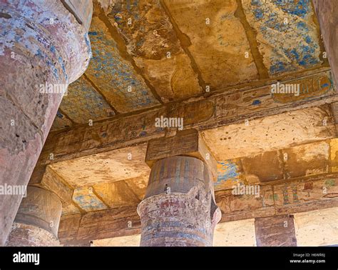 The Ceiling In Festival Temple Of Thutmose Iii Decorated With The