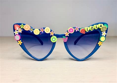 Tutti Frutti Personalised Blue Heart Sunglasses Etsy