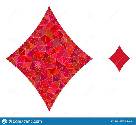 Playing Card Diamond Suit Triangle Lowpoly Flat Icon Stock Vector