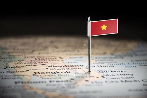 Vietnam Marked with a Flag on the Map Stock Image - Image of accurate ...