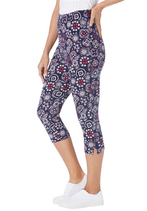 Woman Within Womens Plus Size Stretch Cotton Printed Capri Legging Ebay