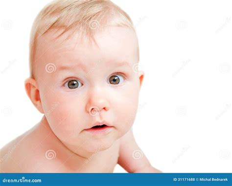 Cute Baby With Surprised Face Expression Stock Photography ...