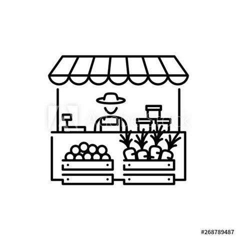 Vector Farmers Market Stall Icon Easy Drawings Market Stalls