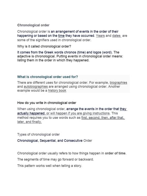 Chronological Order | PDF | Sequence | Human Communication