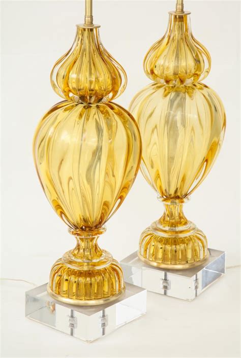 Marbro Lamp Company Marbro Amber Murano Glass Lamps