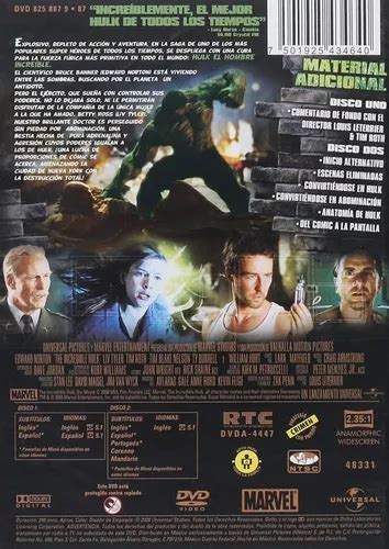 Hulk El Hombre Increible Edward Norton 2 Discos Pelicula Dvd 192 En