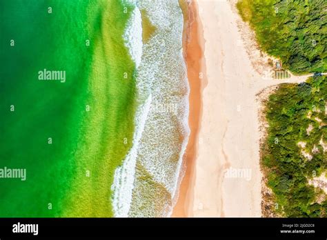 Nine Mile Beach In Tuncurry Forster Towns Of Australian Pacific Coast Top Down Aerial Seascape