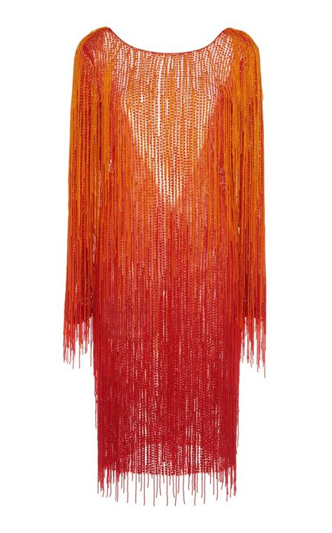 Ombre Tulle Fringe Dress By ALBERTA FERRETTI For Preorder On Moda