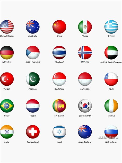 National Flags Foot Ball Collection Sticker For Sale By Abhishekarts