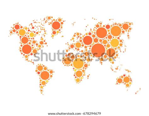 Vector World Map Mosaic Orange Dots Stock Vector Royalty Free