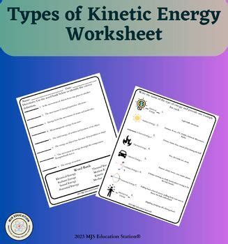 Types Of Kinetic Energy Worksheet Practice In 2023 Kinetic Energy