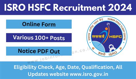 Isro Hsfc Recruitment Notice Online Form Fill For Posts Age